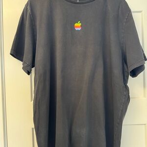 Apple Multicolor Logo Black Tee